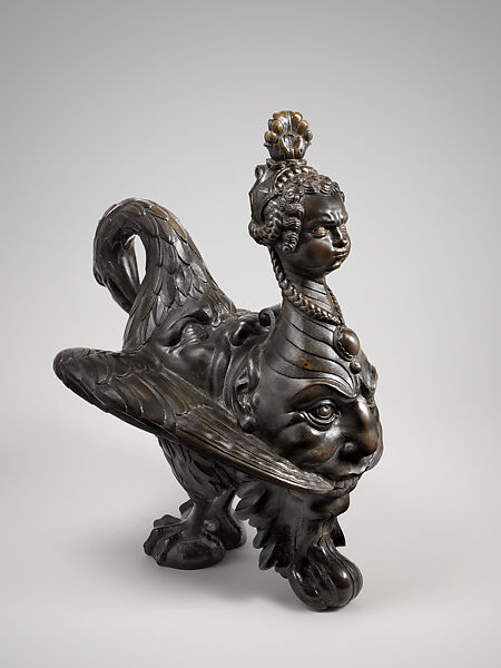 Aeolipile (Steamblower), Bronze with dark patina, silver, Southern German, Augsburg or Bohemian, Prague