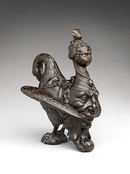 Aeolipile (Steamblower), Bronze with dark patina, silver, Southern German, Augsburg or Bohemian, Prague