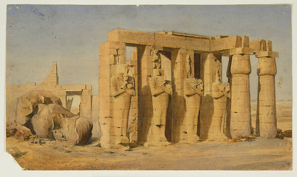 Ramesseum, Thebes, Joseph-Philibert Girault de Prangey (French, 1804–1892), Watercolor 