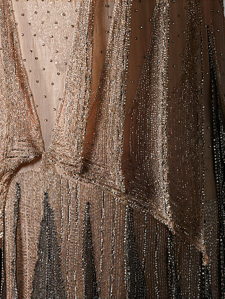 Evening dress, silk, metal, crystals, Probably French