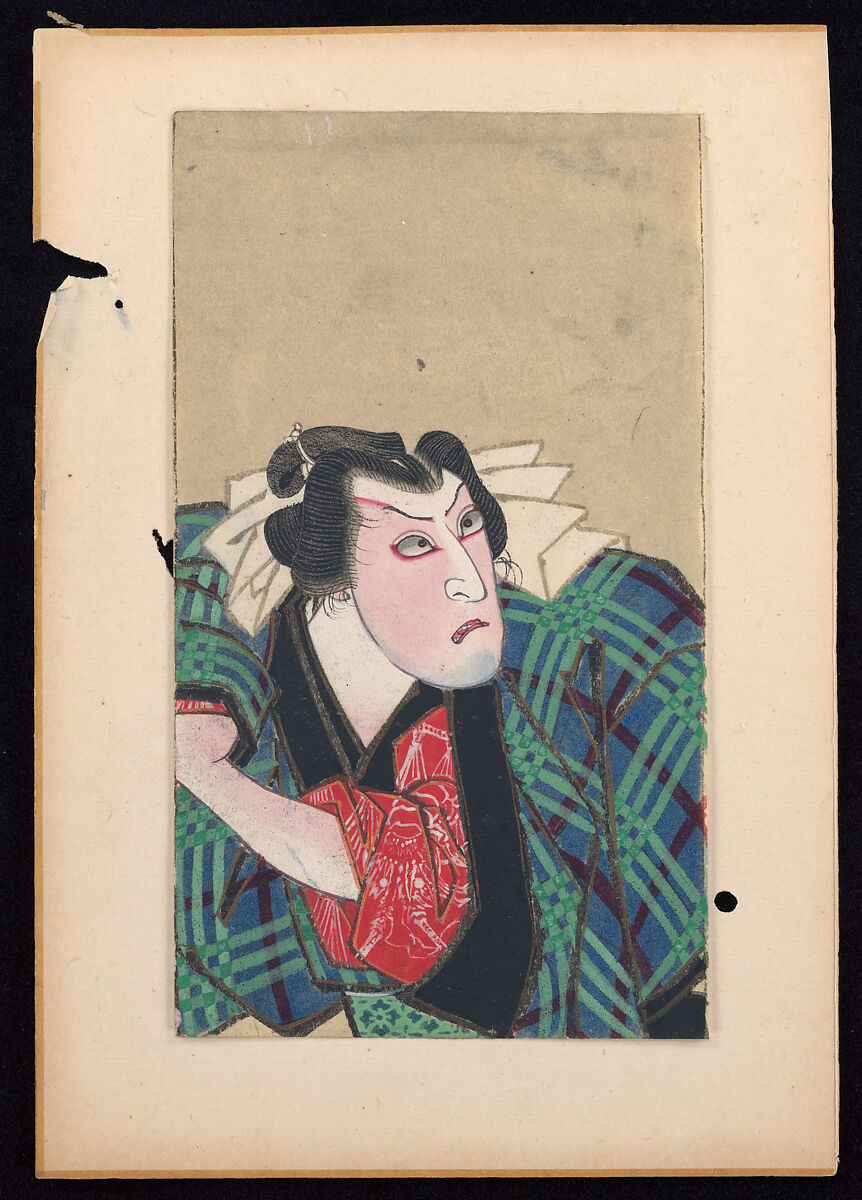 Album of Twenty Half-Length Portraits of Actors in Roles, Attributed to Shunbaisai Hokuei 春梅斎北英 (Japanese, active 1829–1837, died 1837), Folding album; ink and color on paper, Japan