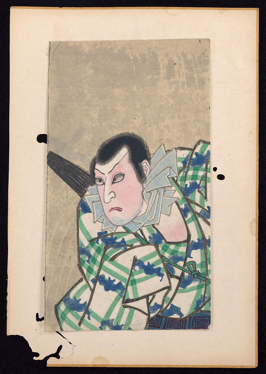 Album of Twenty Half-Length Portraits of Actors in Roles, Attributed to Shunbaisai Hokuei 春梅斎北英 (Japanese, active 1829–1837, died 1837), Folding album; ink and color on paper, Japan