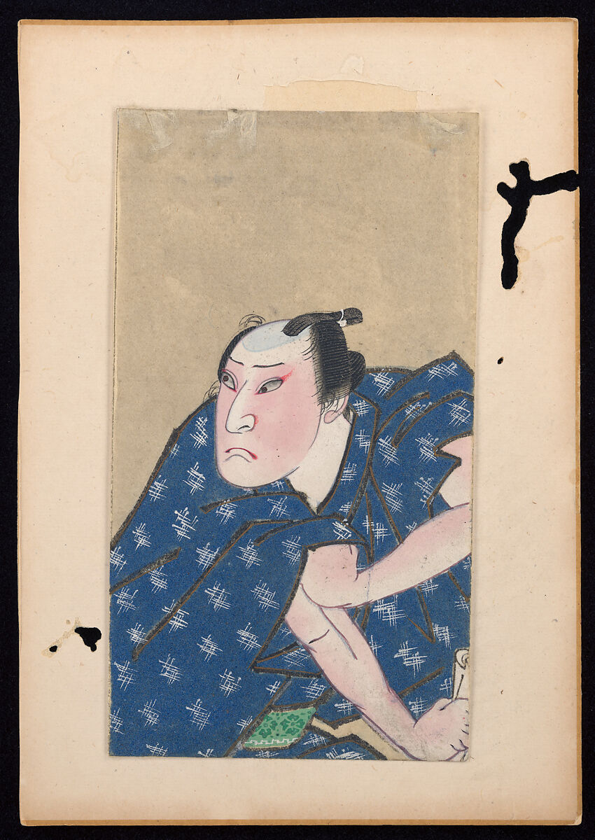 Album of Twenty Half-Length Portraits of Actors in Roles, Attributed to Shunbaisai Hokuei 春梅斎北英 (Japanese, active 1829–1837, died 1837), Folding album; ink and color on paper, Japan