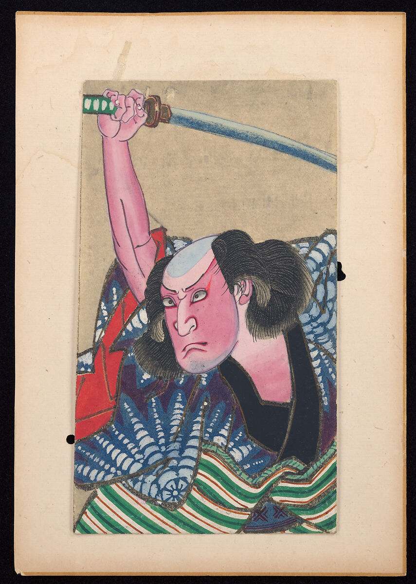 Album of Twenty Half-Length Portraits of Actors in Roles, Attributed to Shunbaisai Hokuei 春梅斎北英 (Japanese, active 1829–1837, died 1837), Folding album; ink and color on paper, Japan