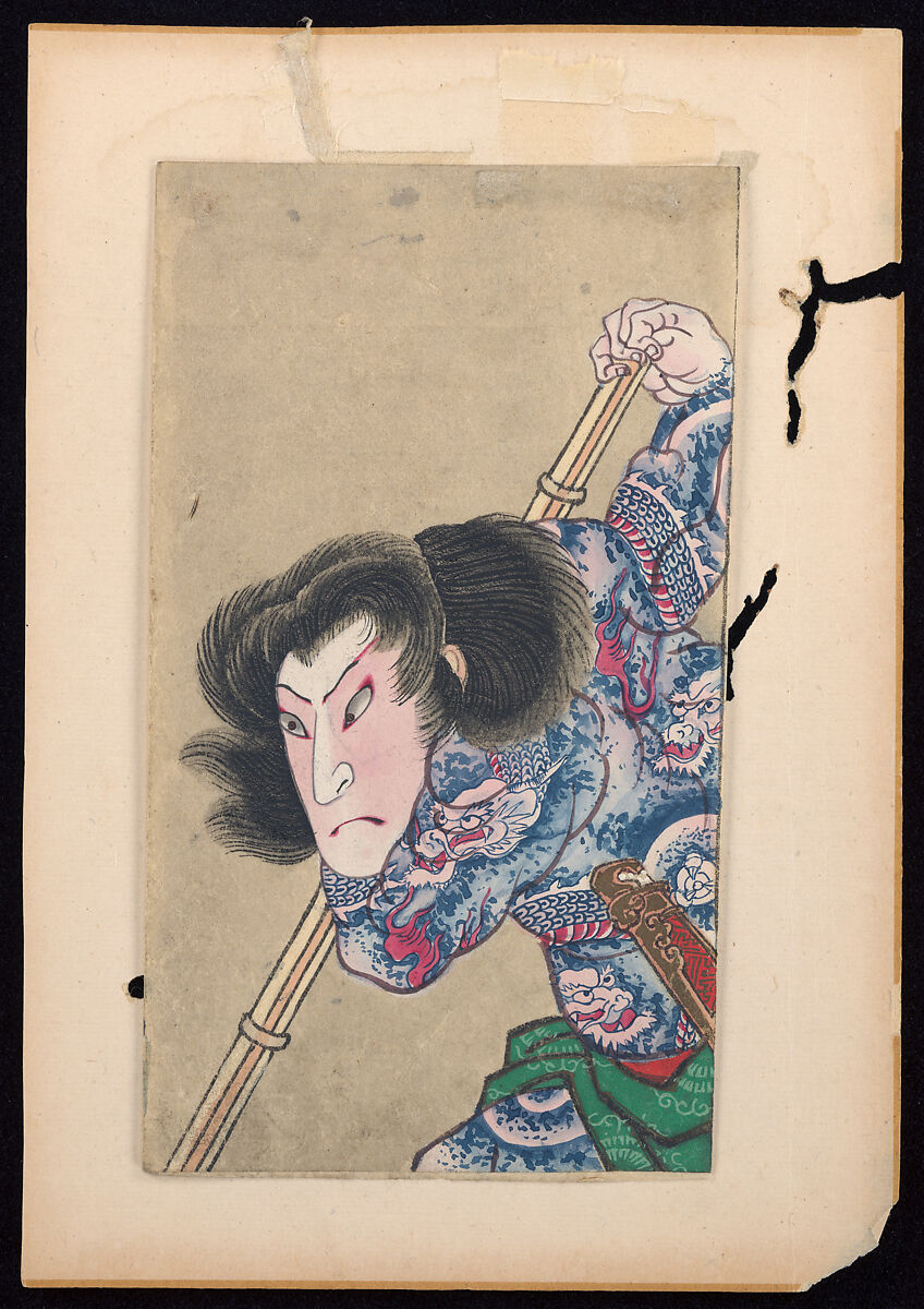Album of Twenty Half-Length Portraits of Actors in Roles, Attributed to Shunbaisai Hokuei 春梅斎北英 (Japanese, active 1829–1837, died 1837), Folding album; ink and color on paper, Japan