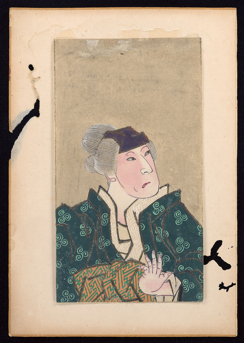 Album of Twenty Half-Length Portraits of Actors in Roles, Attributed to Shunbaisai Hokuei 春梅斎北英 (Japanese, active 1829–1837, died 1837), Folding album; ink and color on paper, Japan