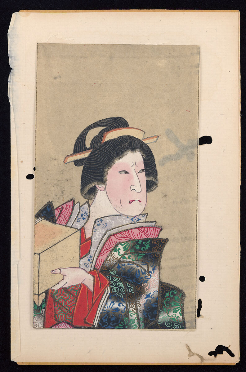 Album of Twenty Half-Length Portraits of Actors in Roles, Attributed to Shunbaisai Hokuei 春梅斎北英 (Japanese, active 1829–1837, died 1837), Folding album; ink and color on paper, Japan