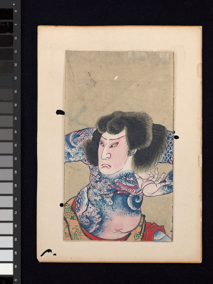 Album of Twenty Half-Length Portraits of Actors in Roles, Attributed to Shunbaisai Hokuei 春梅斎北英 (Japanese, active 1829–1837, died 1837), Folding album; ink and color on paper, Japan 