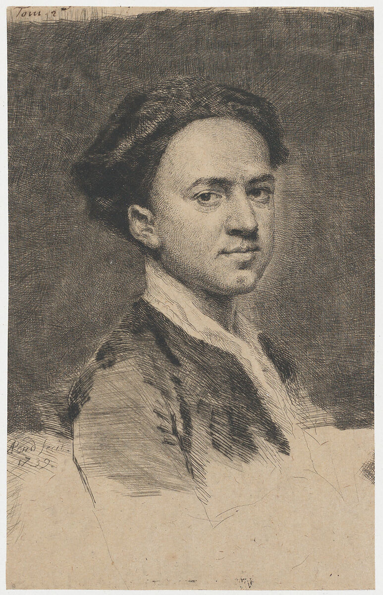 Self-Portrait, Arthur Pond (British, London 1701–1758 London), Drypoint; fourth state of eight 