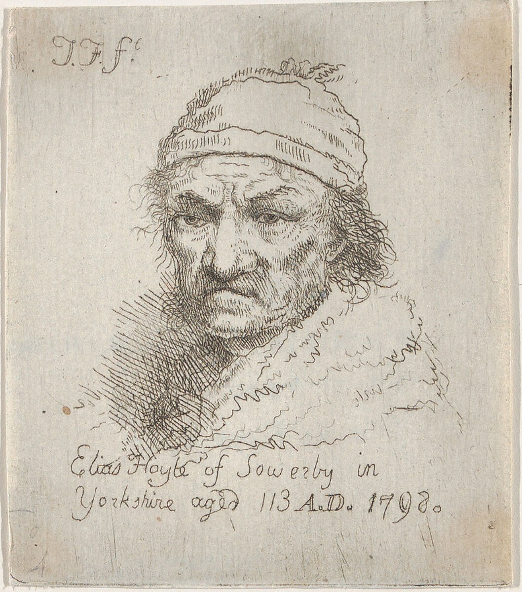 Elias Hoyle of Sowerby in Yorkshire, aged 113, A.D. 1798, Thomas Fielding (British, ca. 1758–after 1798), Stipple, crayon-manner and etching 