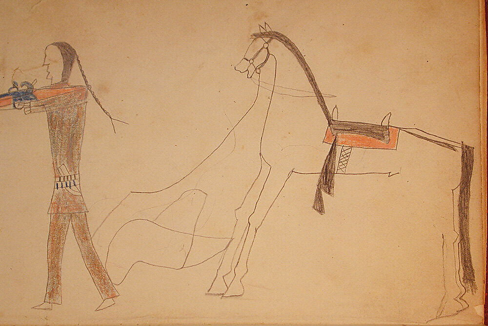 Maffet Ledger: Indian Shooting Gun, Graphite, watercolor, and crayon on paper, Southern and Northern Cheyenne