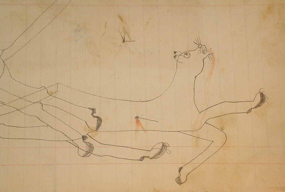 Maffet Ledger: Wounded Mountain Lions, Graphite, watercolor, and crayon on paper, Southern and Northern Cheyenne