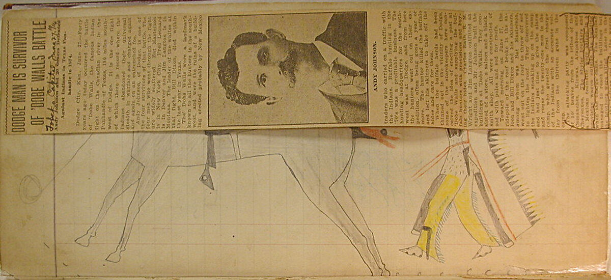 Maffet Ledger: Indian, Gun, and Horse, Graphite, watercolor, and crayon on paper, Southern and Northern Cheyenne