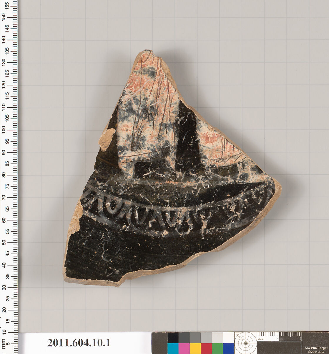 Terracotta fragment of a kylix (drinking cup), Terracotta, Etruscan 