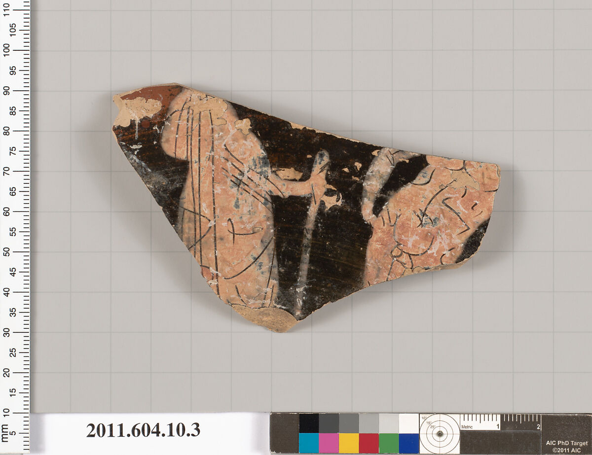 Terracotta fragment of a kylix (drinking cup), Terracotta, Etruscan