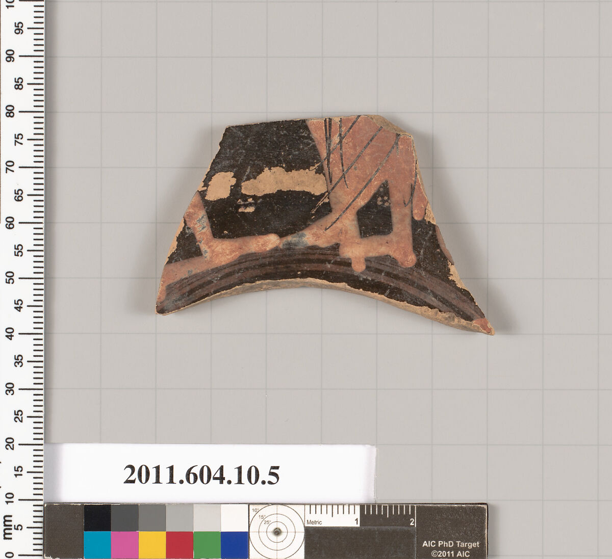Terracotta fragment of a kylix (drinking cup), Terracotta, Etruscan