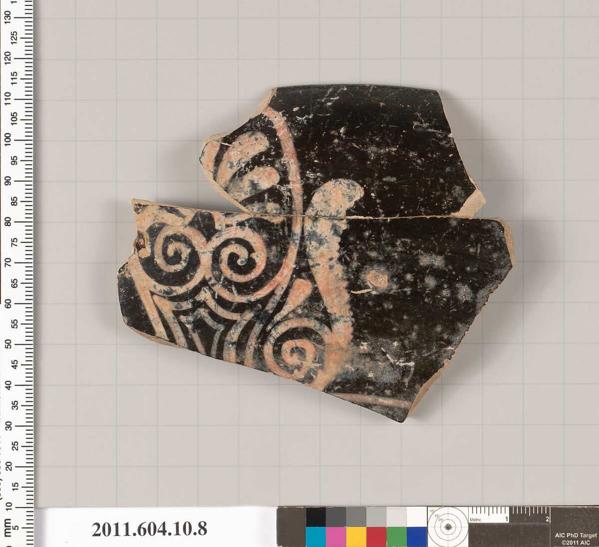 Terracotta rim fragment of a kylix (drinking cup), Terracotta, Etruscan