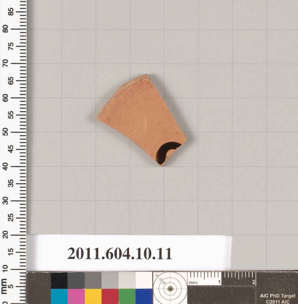 Terracotta fragment of a stemless kylix (drinking cup)?, Terracotta, Etruscan