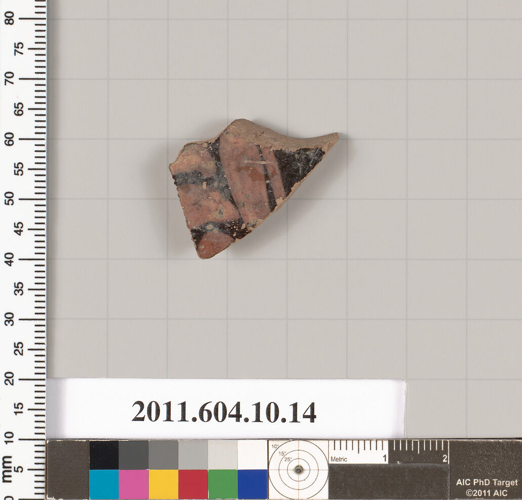 Terracotta fragment of a kylix (drinking cup), Terracotta, Etruscan 