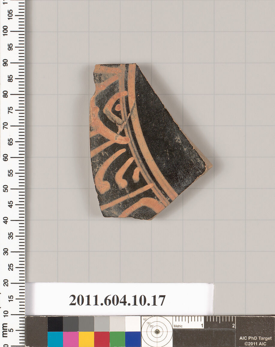 Terracotta fragment of a kylix (drinking cup), Terracotta, Etruscan