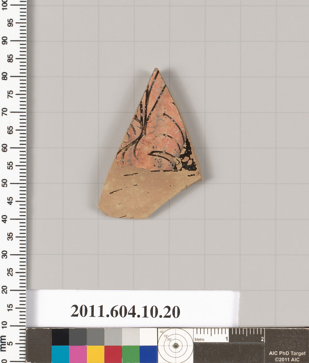 Terracotta fragment of a kylix (drinking cup), Terracotta, Etruscan
