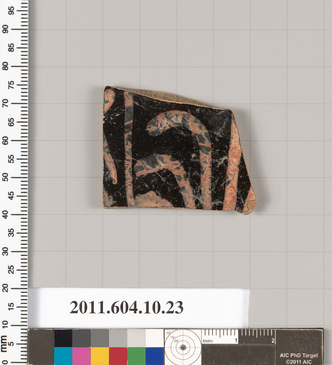 Terracotta fragment of a kylix (drinking cup), Terracotta, Etruscan