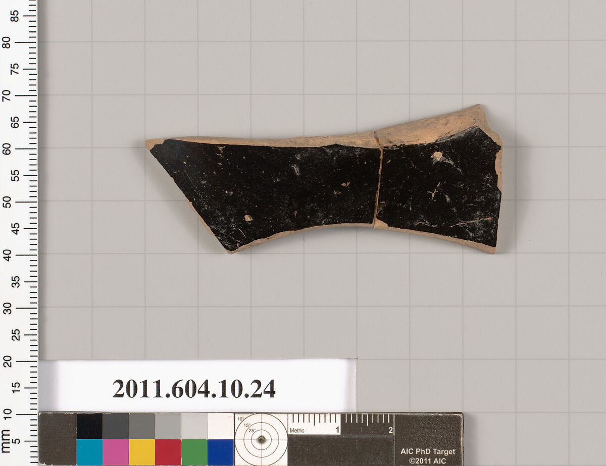 Terracotta fragment of a kylix (drinking cup), Terracotta, Etruscan