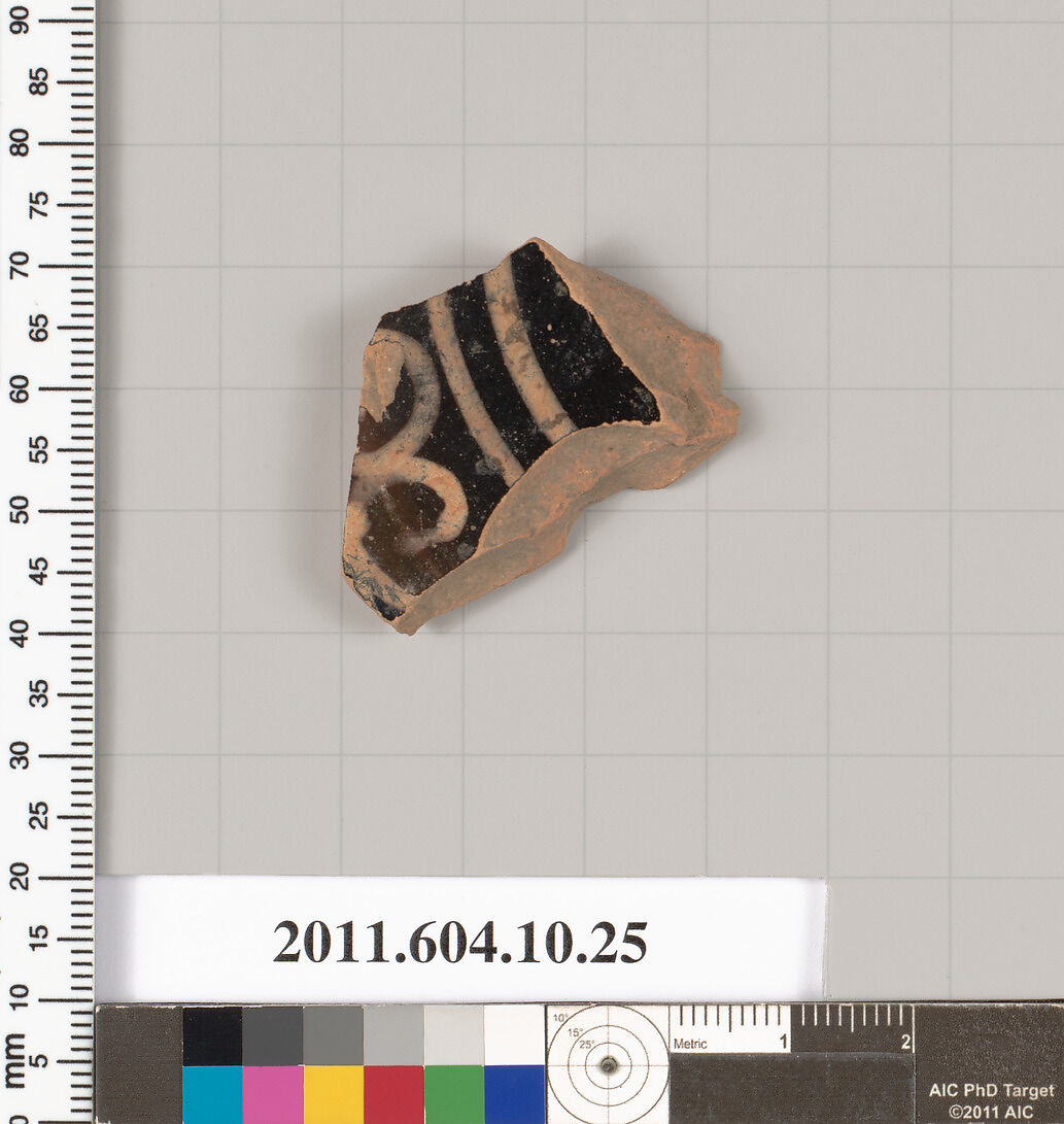 Terracotta fragment of a kylix (drinking cup), Terracotta, Etruscan
