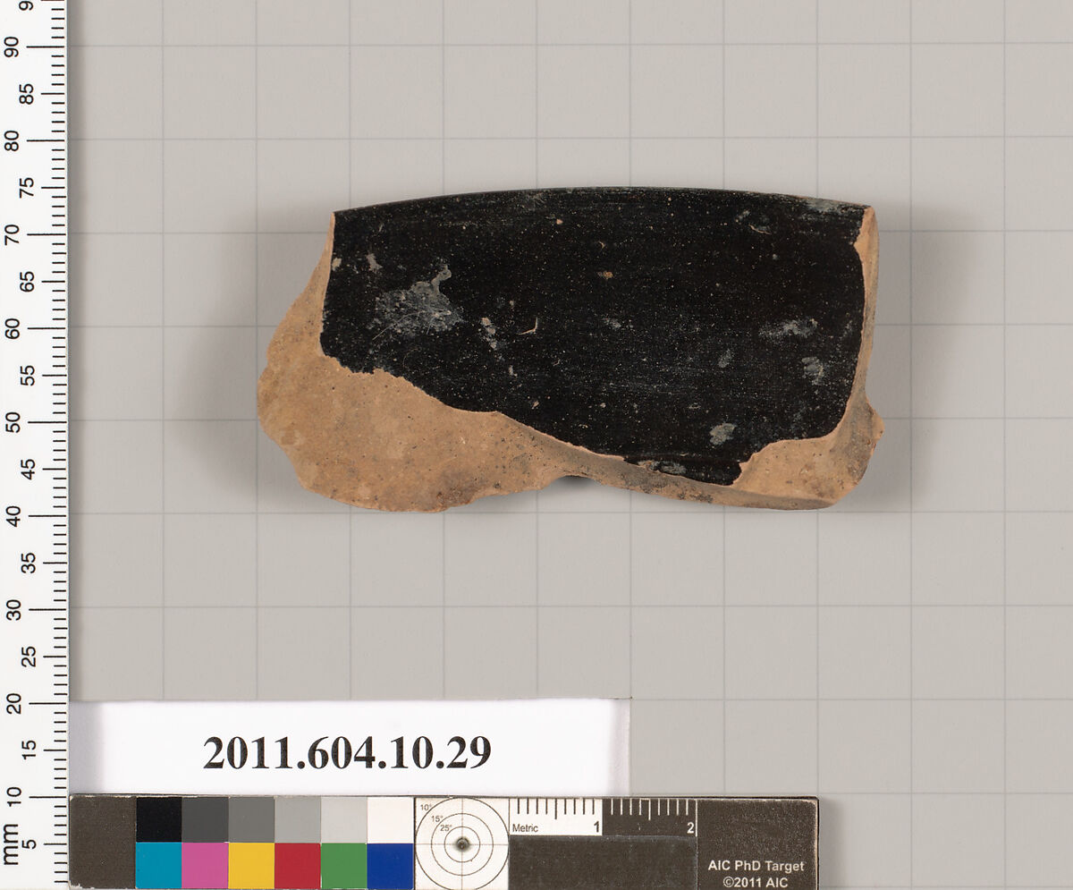 Terracotta rim fragment of a kylix (drinking cup), Terracotta, Etruscan