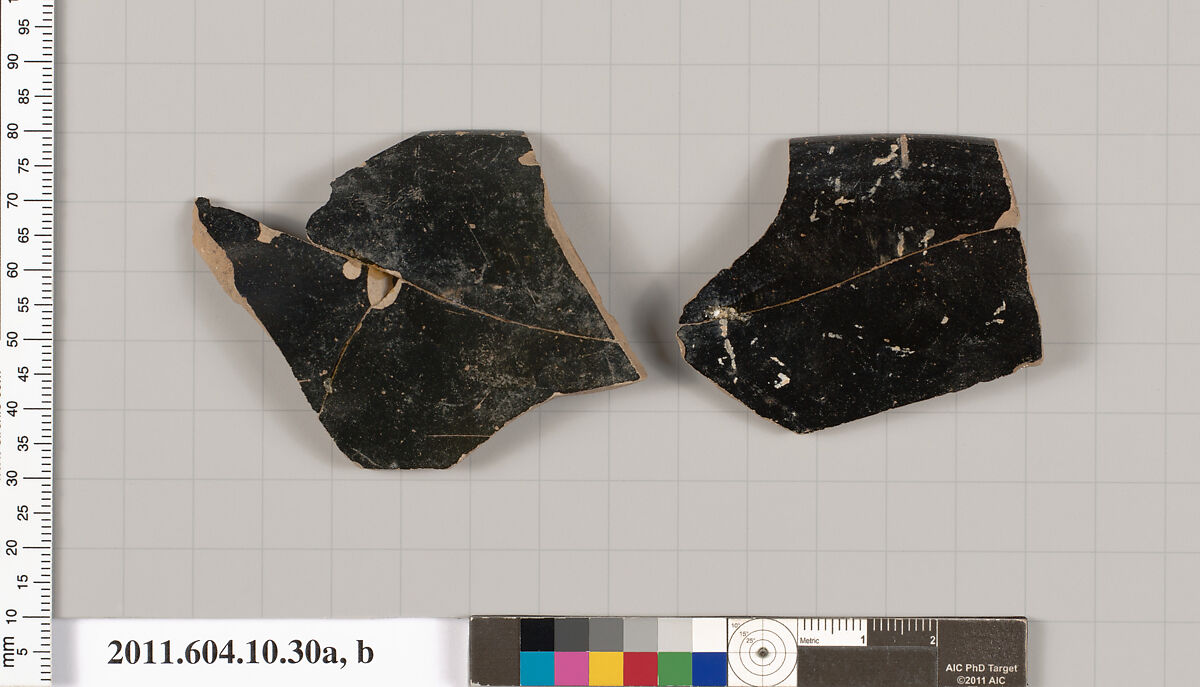 Terracotta rim fragments of a kylix (drinking cup), Terracotta, Etruscan