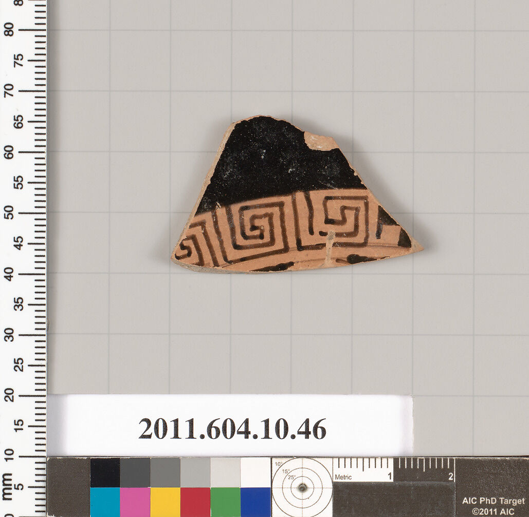 Terracotta fragment of a kylix (drinking cup), Terracotta, Etruscan 