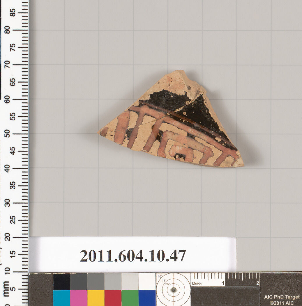 Terracotta fragment of a kylix (drinking cup), Terracotta, Etruscan 