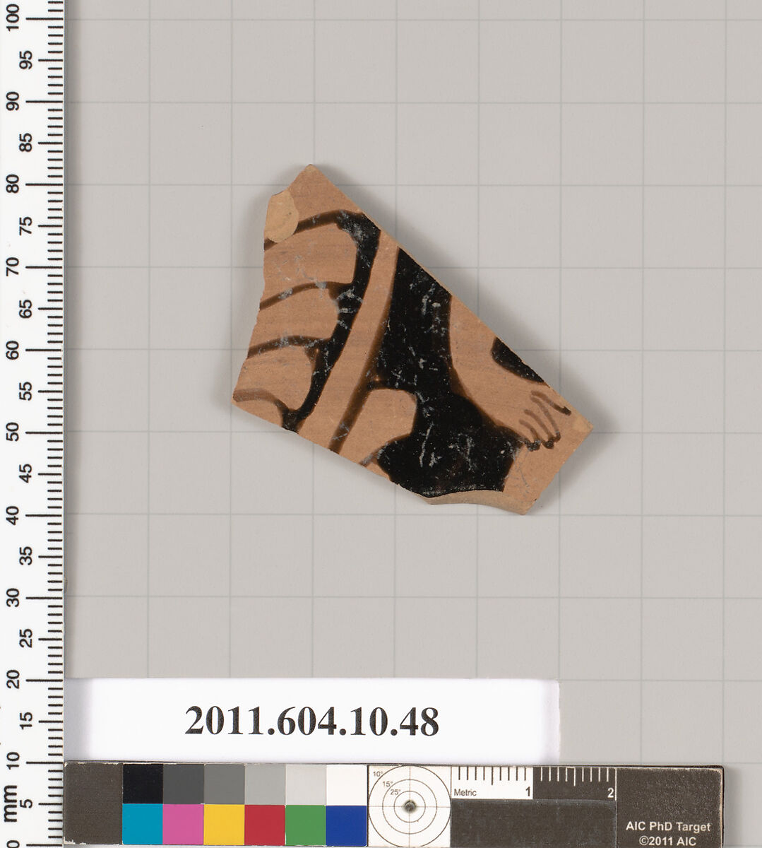Terracotta fragment of a kylix (drinking cup), Terracotta, Etruscan