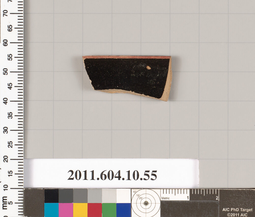 Terracotta rim fragment of a kylix (drinking cup), Terracotta, Etruscan