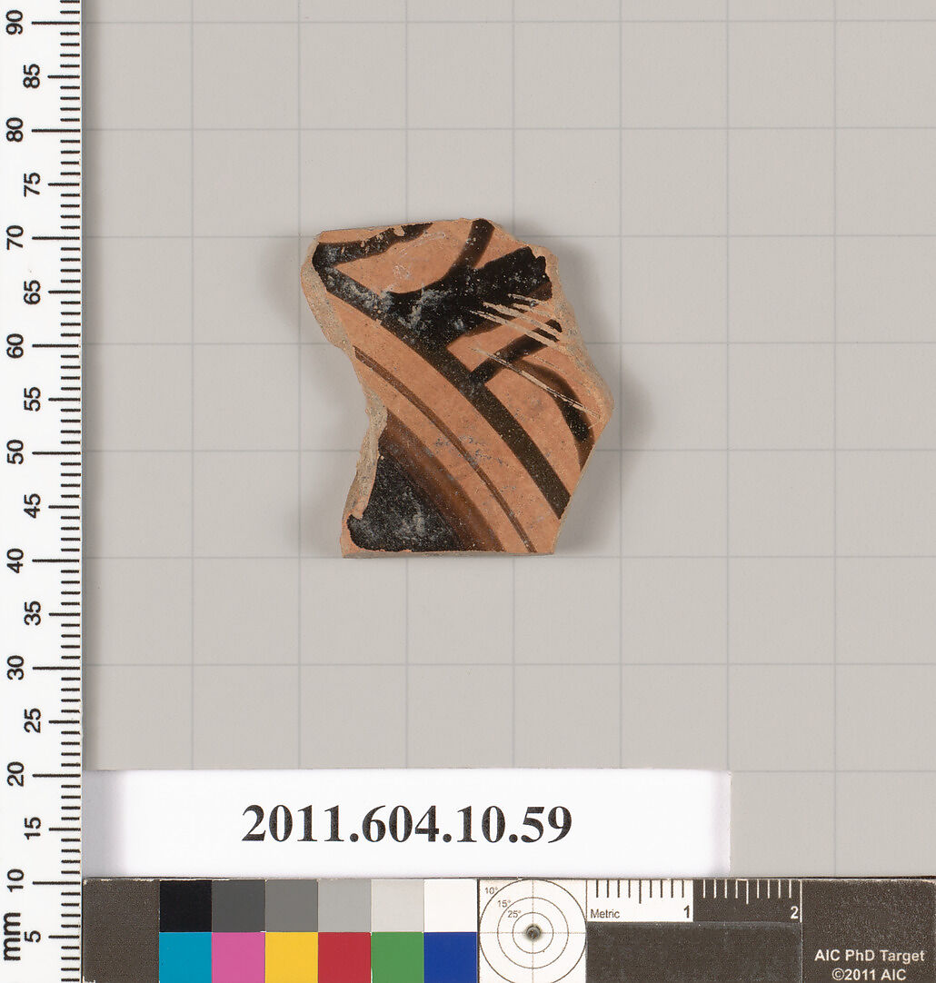 Terracotta fragment of a kylix (drinking cup), Terracotta, Etruscan