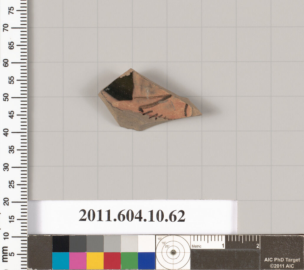 Terracotta fragment of a kylix (drinking cup), Terracotta, Etruscan 
