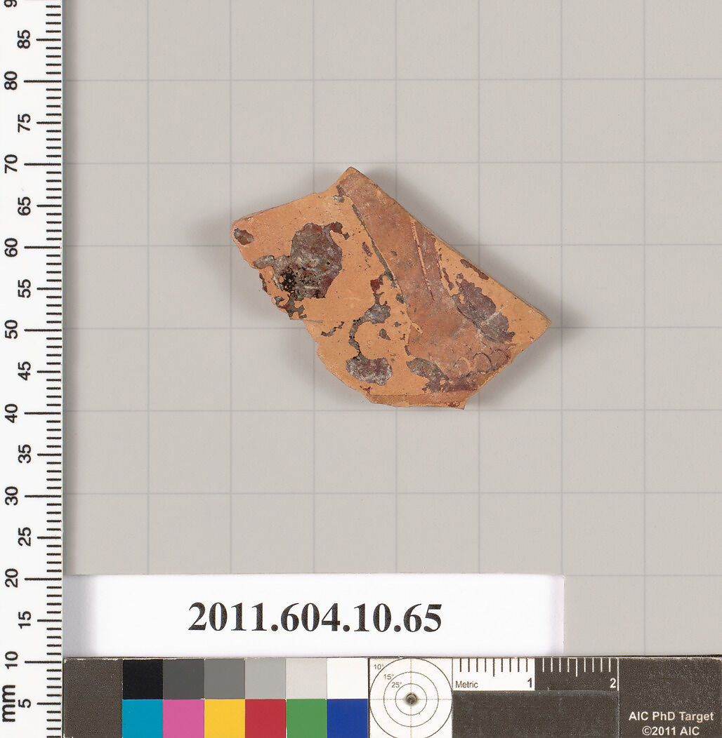 Terracotta fragment of a kylix (drinking cup), Terracotta, Etruscan 