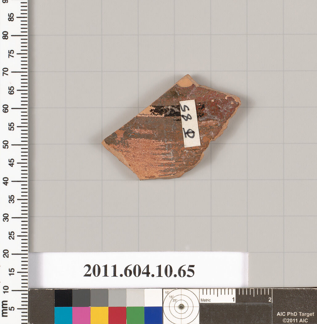 Terracotta fragment of a kylix (drinking cup), Terracotta, Etruscan