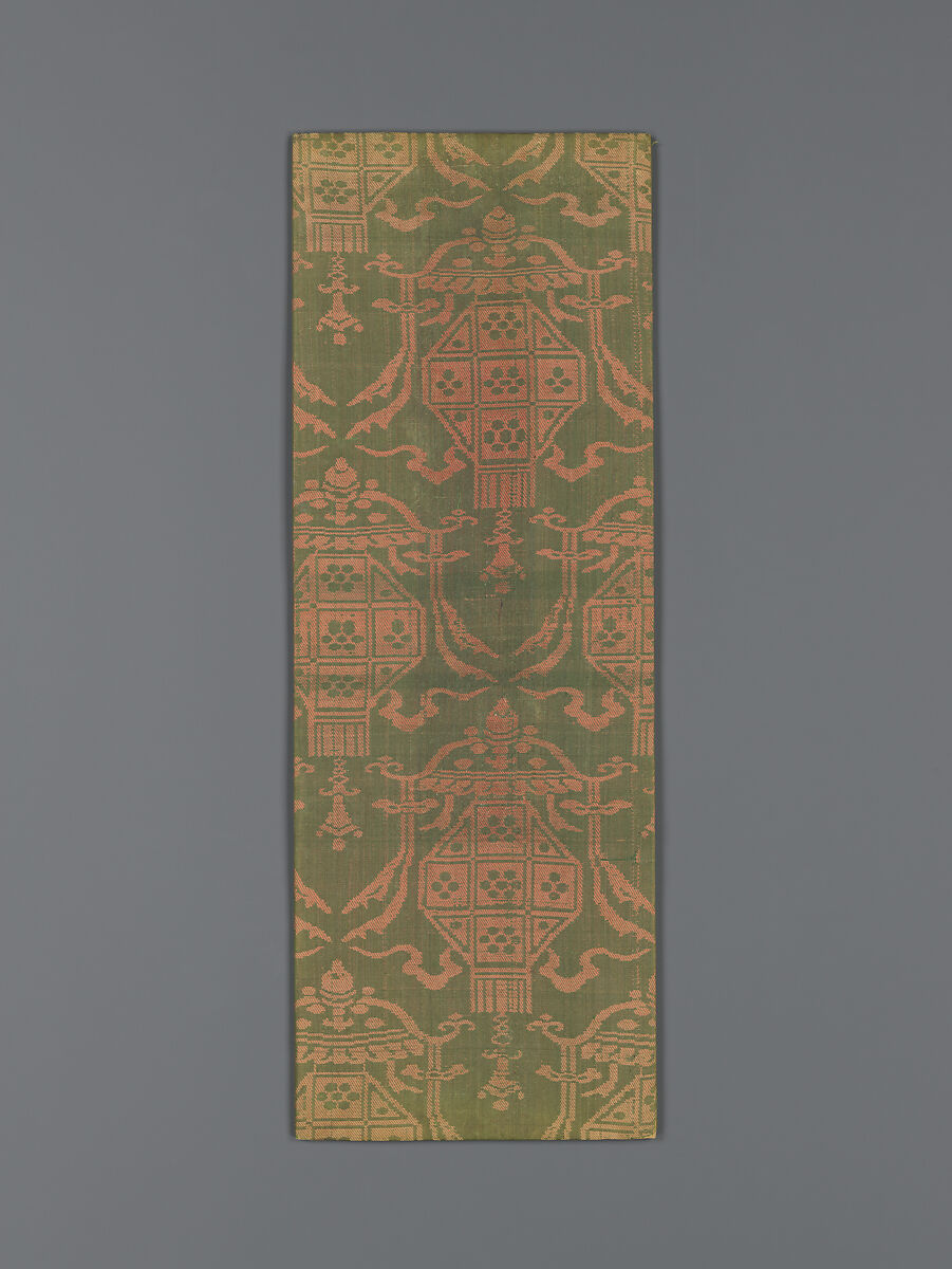 Sutra Cover with Pattern of Hanging Lanterns with Ribbons, Silk, China 