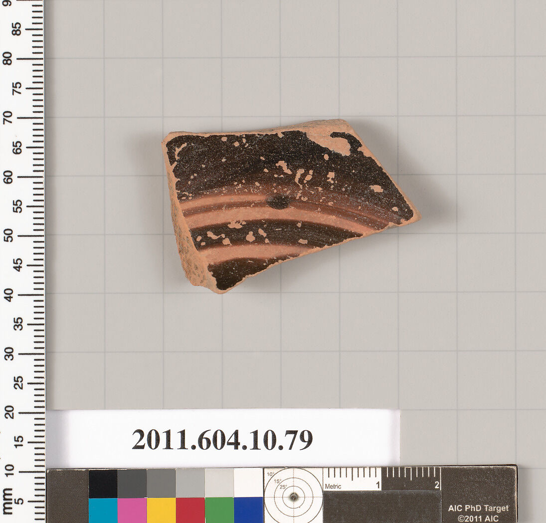 Terracotta fragment of a bowl, Terracotta, Etruscan 