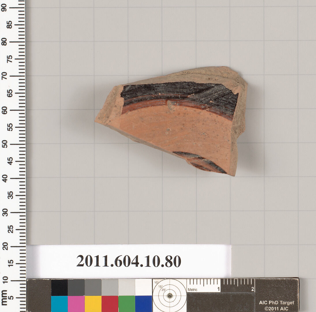 Terracotta fragment of a bowl, Terracotta, Etruscan 
