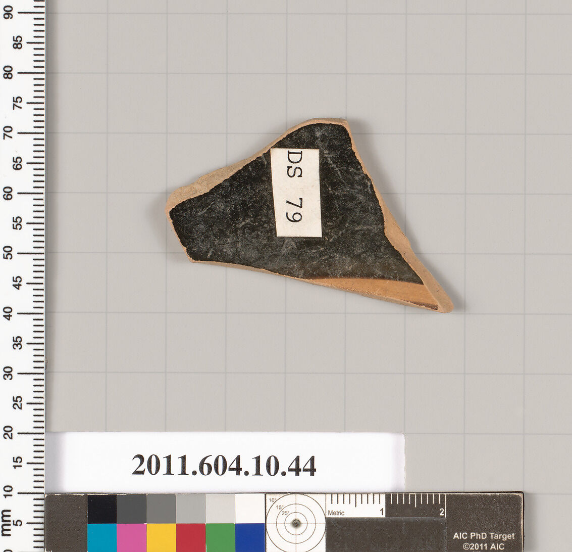 Terracotta fragment of a kylix (drinking cup), Terracotta, Etruscan 