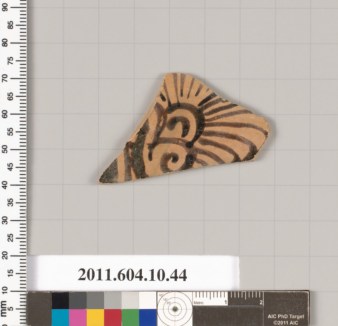 Terracotta fragment of a kylix (drinking cup), Terracotta, Etruscan