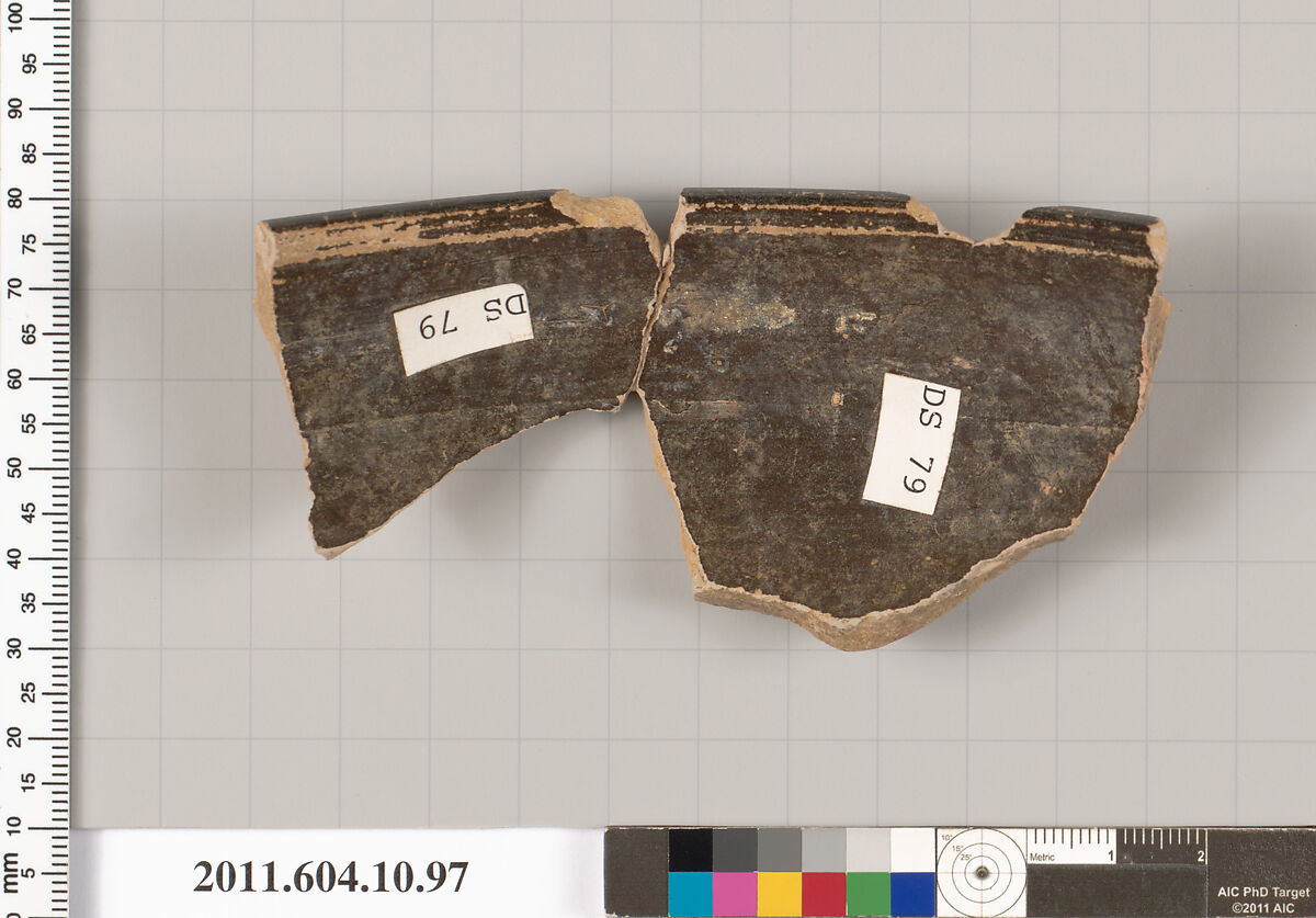 Terracotta fragment of a lekanis (dish), Terracotta, Etruscan