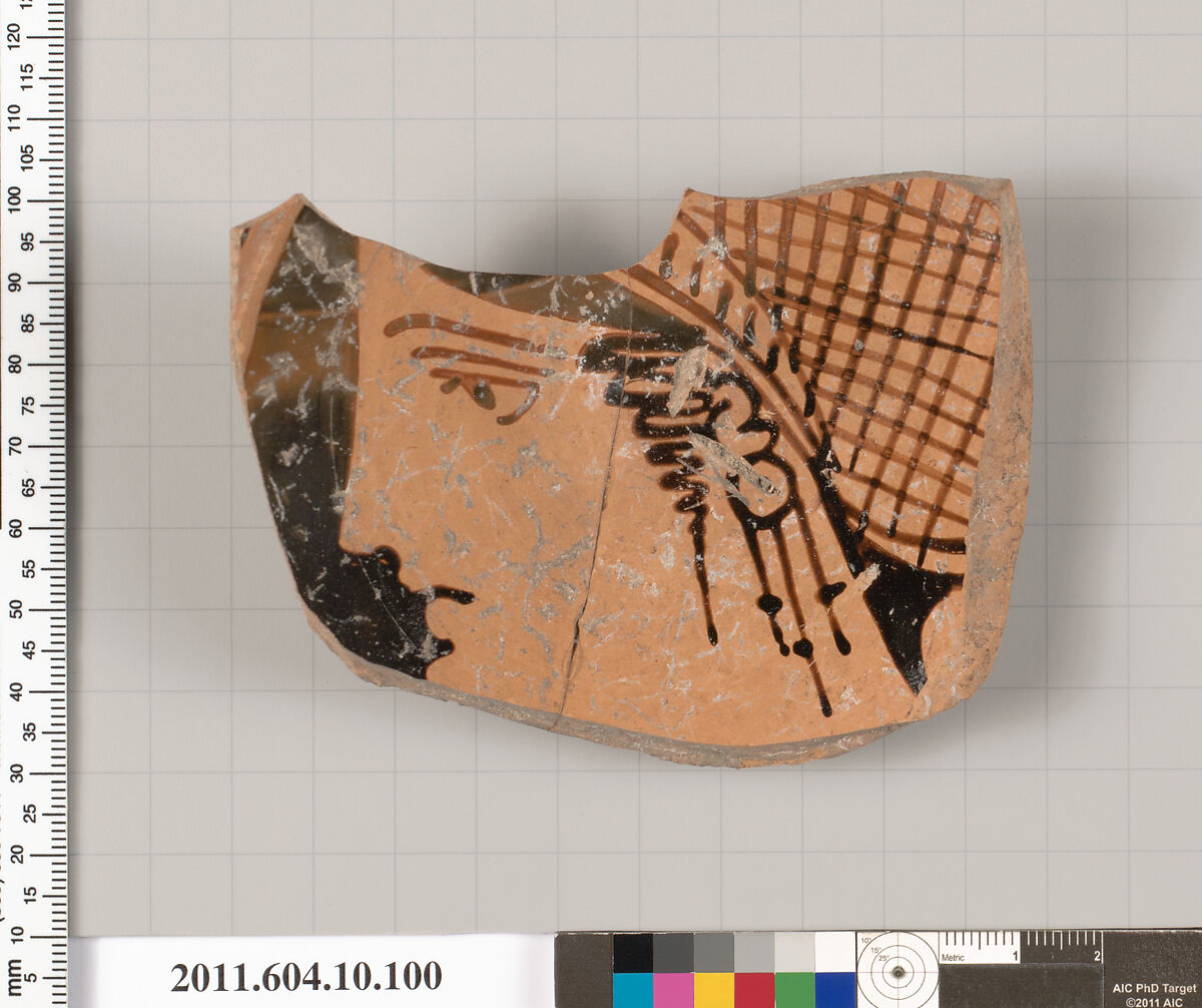 Terracotta fragment of a Genucilia plate, Terracotta, Etruscan, Genucilia 