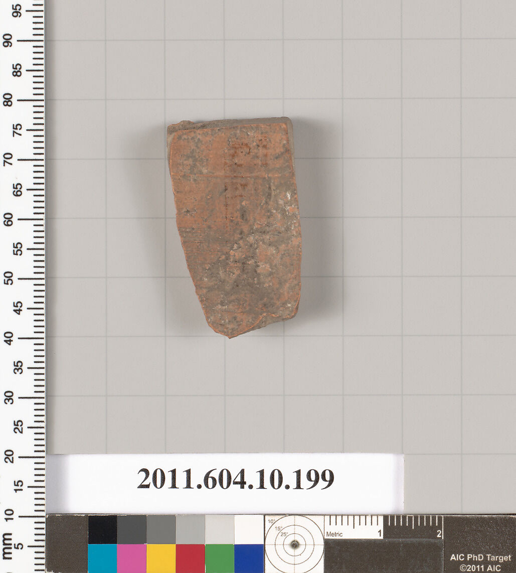 Terracotta fragment from a closed shape, Terracotta, Etruscan
