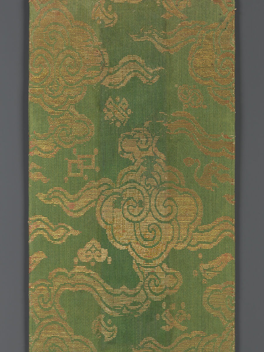 Sutra Cover with Clouds and Auspicious Symbols, Silk and metallic thread, China