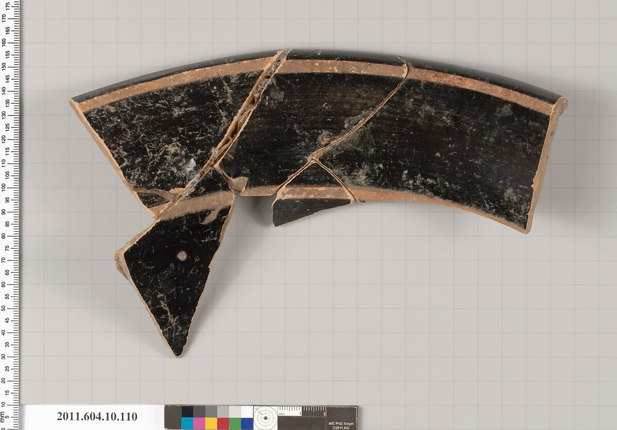 Terracotta fragment of a bell-krater (deep bowl), Terracotta, Etruscan