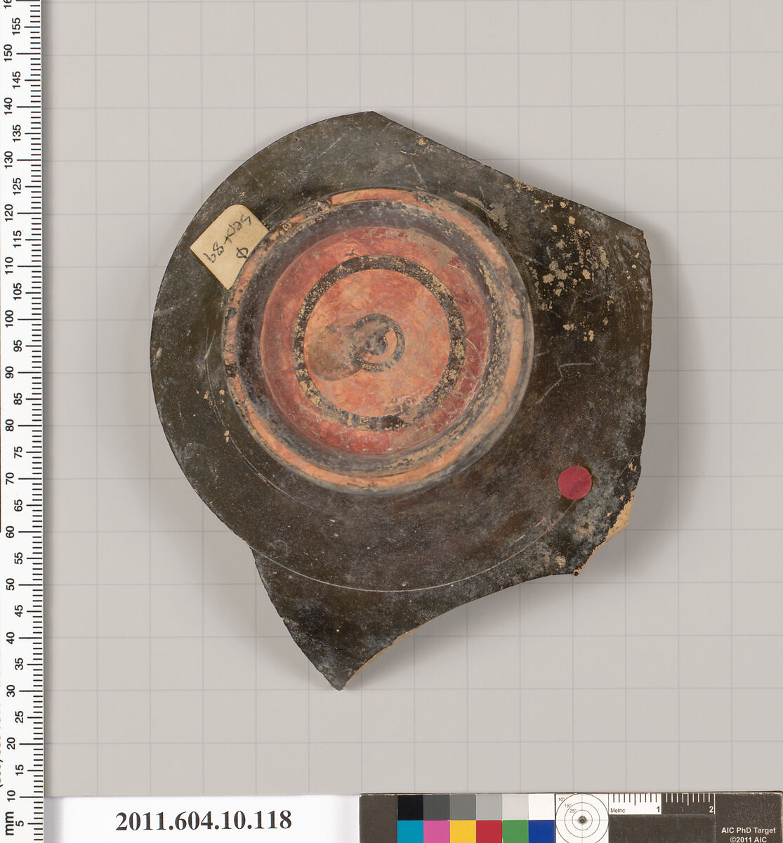 Terracotta fragment of a stemless kylix (drinking cup)?, Terracotta, Etruscan
