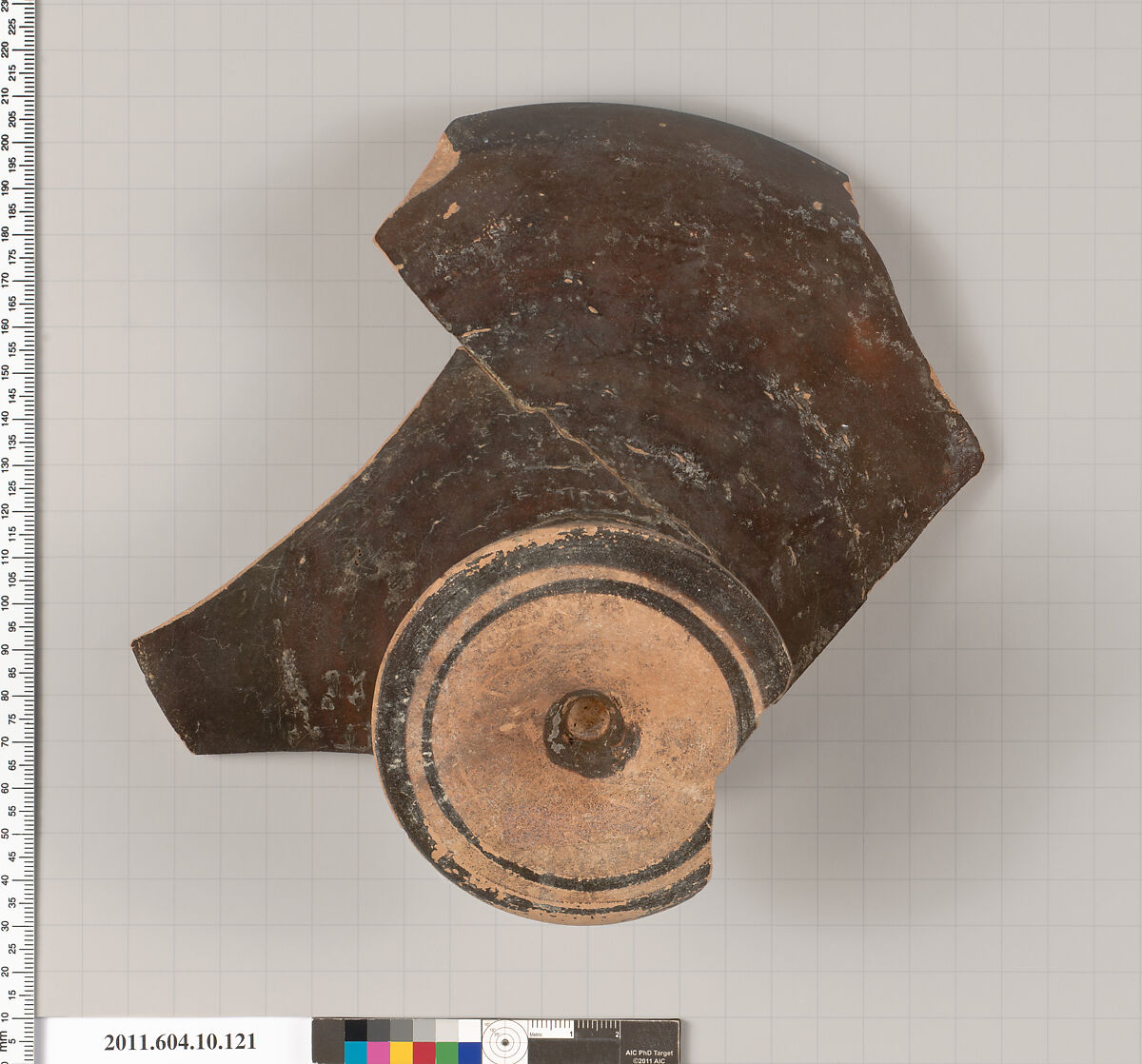 Terracotta fragment of a kylix (drinking cup), Terracotta, Etruscan